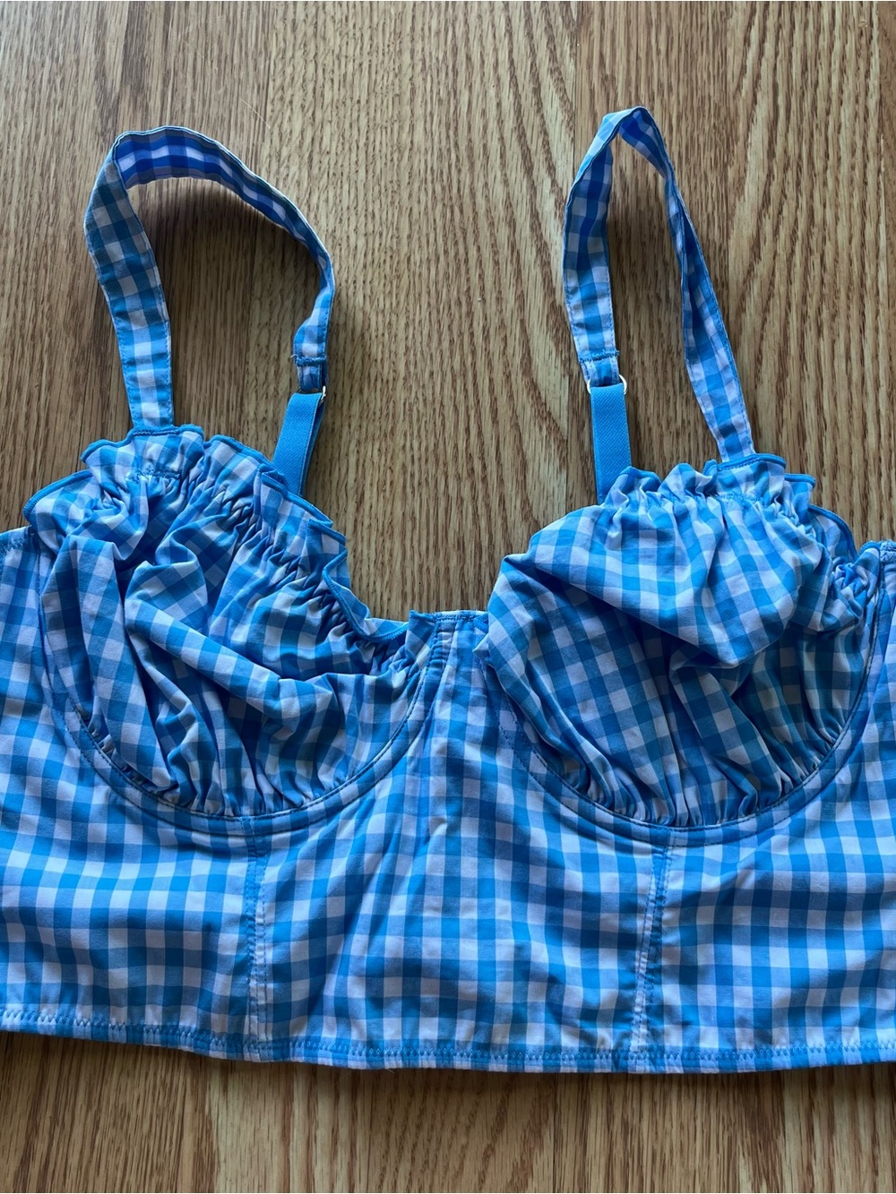Colsie blue + white gingham bralette top